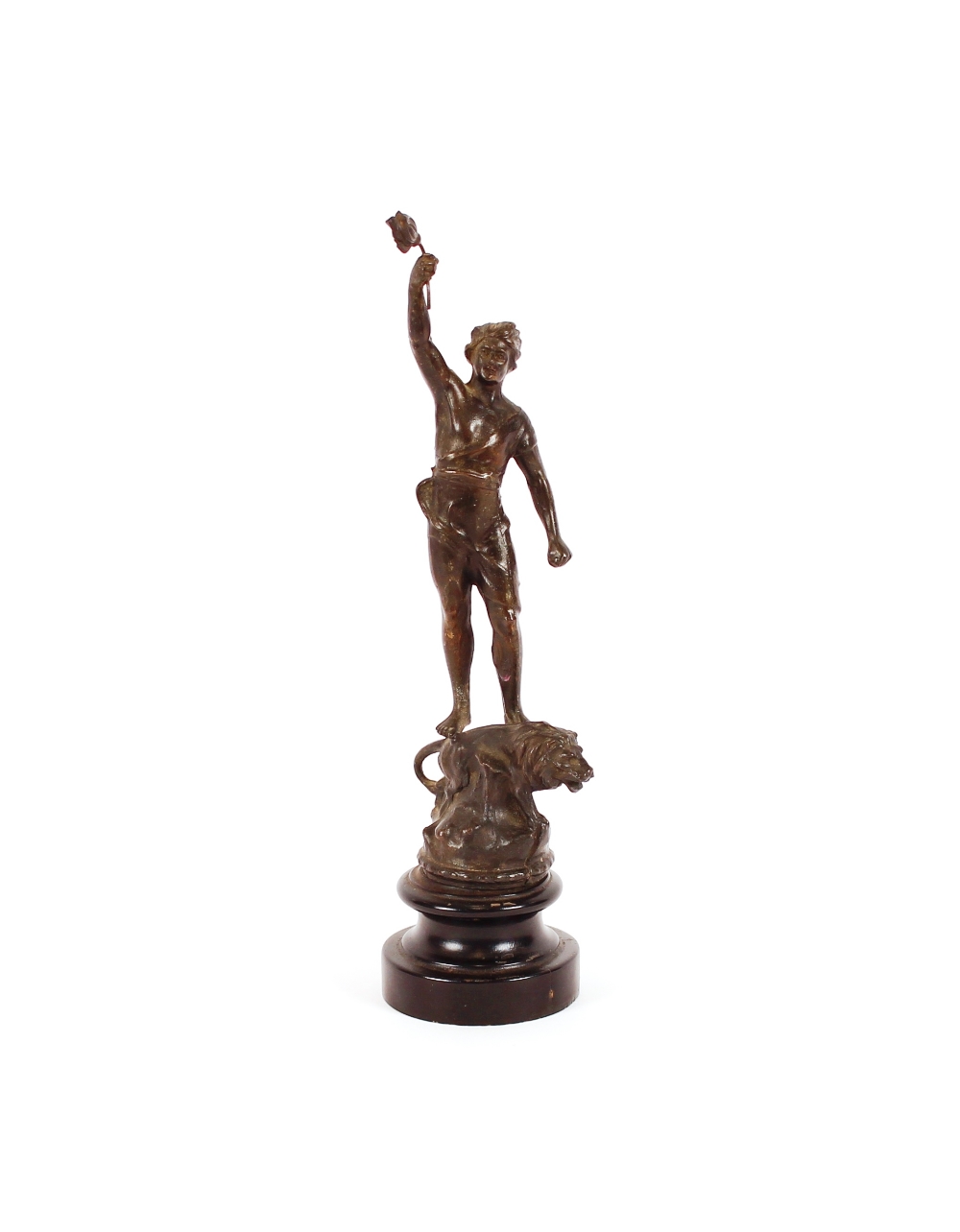 A French spelter figure, 34cms high; and a cut glass rose bowl on stand 20cm high overall (2) - Image 2 of 2