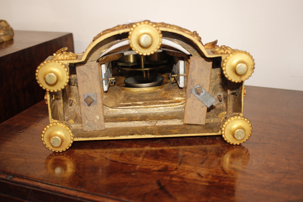 A 19th Century French gilt metal mantel clock, decorated with Sevres style porcelain panels, - Image 12 of 13