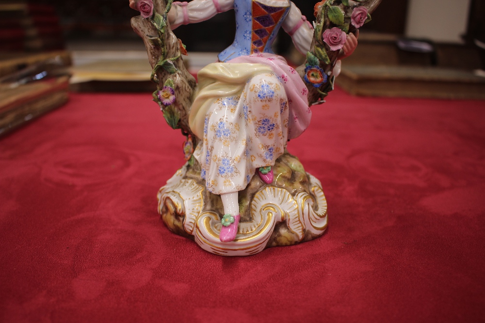 A pair of 19th Century Meissen porcelain figural candlesticks, depicting maid and youth seated on - Image 12 of 21