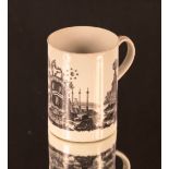 A late 18th/early 19th Century Masonic porcelain mug, decorated with symbols and scenes of