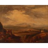 19th Century school, study of Stirling Castle, unsigned oil on canvas, 42cm x 52cm, label verso