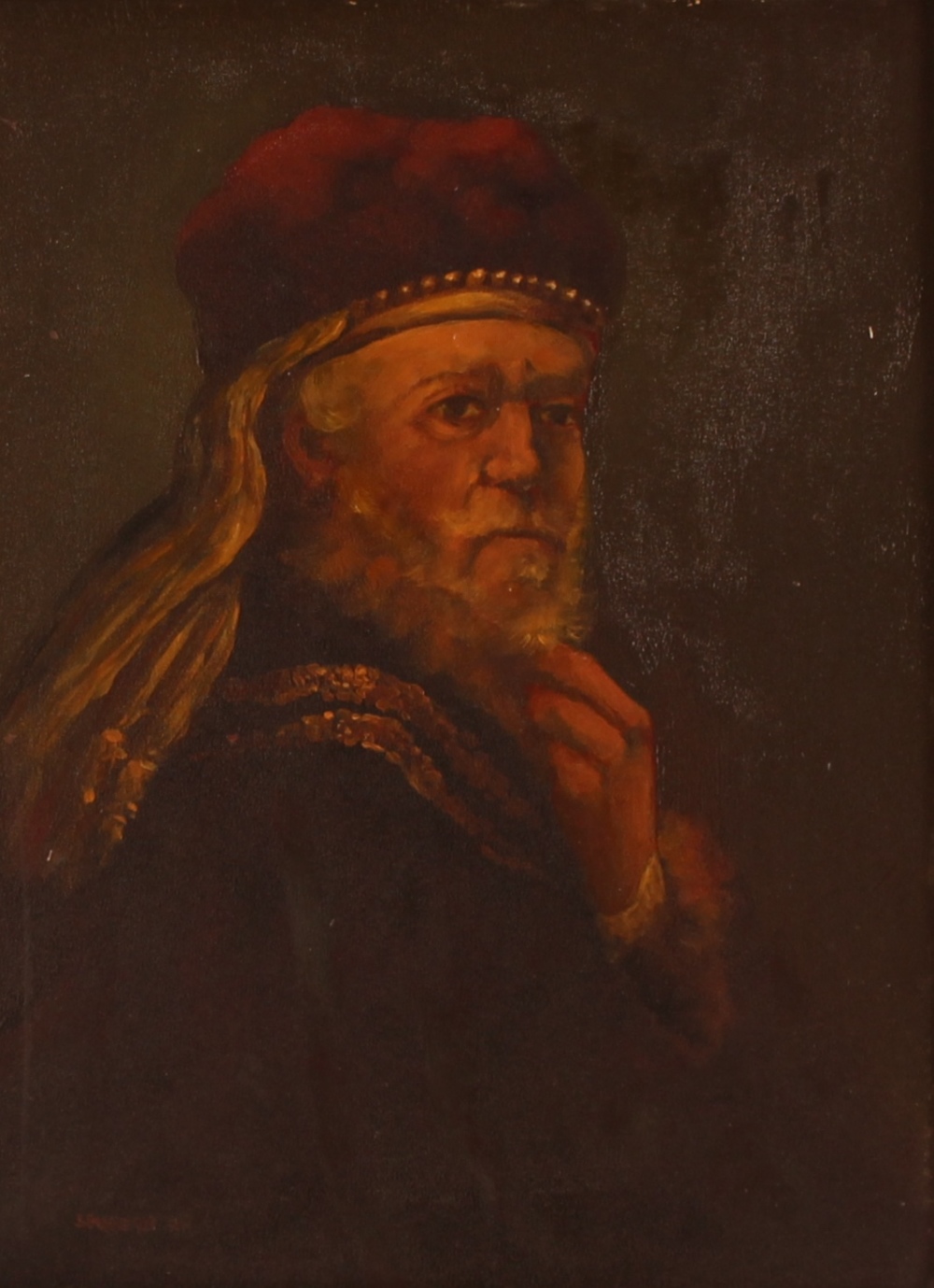 Continental school, head and shoulders portrait study of a bearded nobleman, indistinctly signed oil