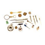 A silver watch case; various miscellaneous items to include retractable quill cleaners, miniature