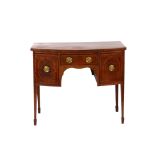 A 19th Century mahogany and satinwood cross-banded bow front sideboard, of Sheraton design, fitted