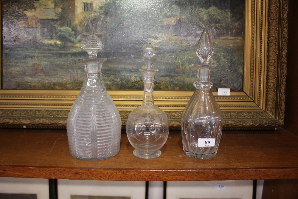 A collection of various Antique glass decanters, some without stoppers - Image 4 of 5