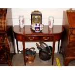 A 19th Century mahogany D shaped hall table, fitted single drawer, 105cm wide