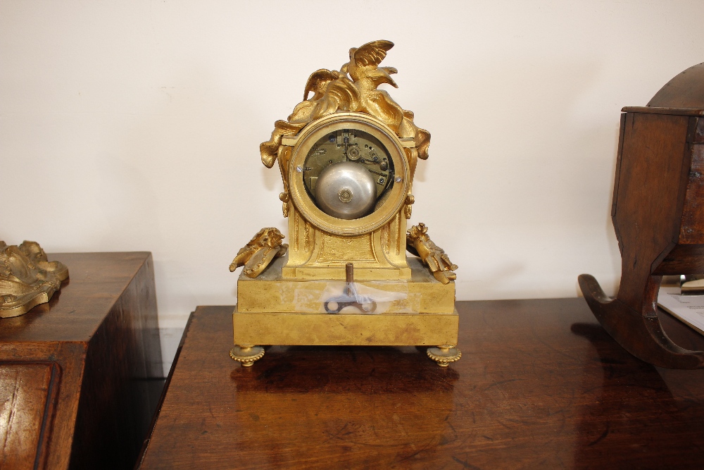 A 19th Century French gilt metal mantel clock, decorated with Sevres style porcelain panels, - Image 5 of 13