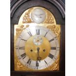 Wm Elsegood of Norwich, carved oak long case clock, brass and steel spandrel dial inscribed