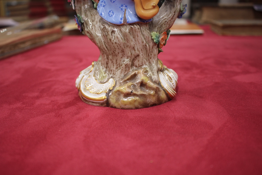 A pair of 19th Century Meissen porcelain figural candlesticks, depicting maid and youth seated on - Image 20 of 21