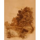 Albert Bowers, sepia, watercolour studies of rural scenes, signed, 43cm x 35cm (a pair)
