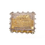 A Victorian silver brooch, decorated with an engraving of the Ancient House, Ipswich