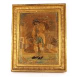 19th Century school, study of a woodman, watercolour, 50cm x 35cm, contained in a gilt frame; and an