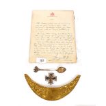 An Iron Cross First Class, circa 1870; a spoon with Iron Cross finial and Hindenberg decorated bowl;