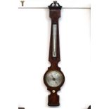 A 19th Century mahogany banjo barometer, of slim proportions, by R.D. Gant of Woodbridge, with