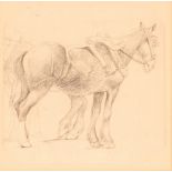 Attributed to George Frost, pencil sketches of work-horses (a pair)