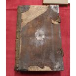 A King James Bible, with copper mounts and clasps