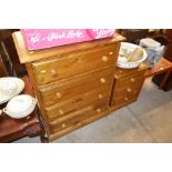 A modern pine chest fitted four long drawers and m