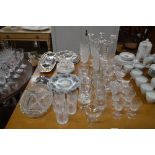 A large quantity of various table glassware and si