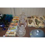 A cut glass decanter and stopper and three various