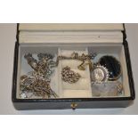 A box of assorted silver and white metal jewellery