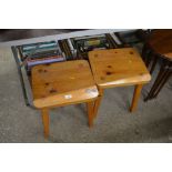 Two small pine tables