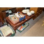 A modern reproduction mahogany oblong coffee table