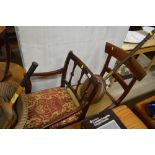 A reproduction mahogany carver chair and a Victori