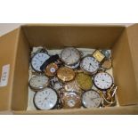 A box of various pocket watches