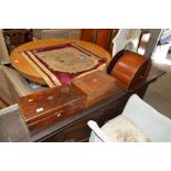 Two Victorian boxes; and a mahogany corner cupboar