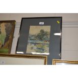 Edward Renard, signed watercolour study "Cattle by
