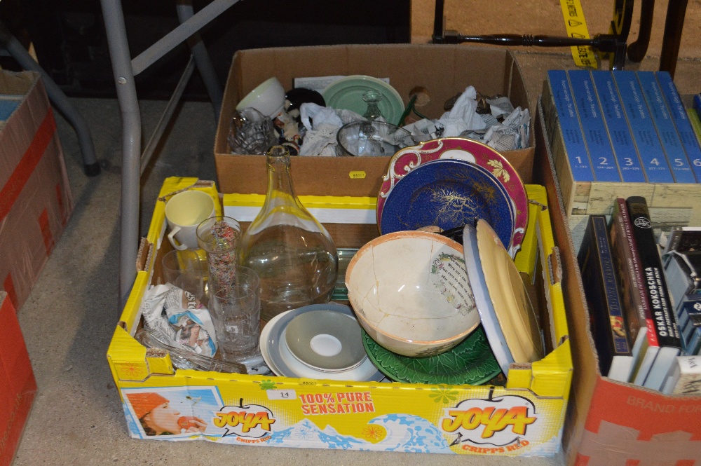 Two boxes of various glass and china; a 19th Centu