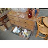 A walnut chest fitted two short over one long draw