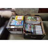Two boxes of various DVD's and video games