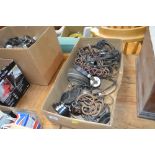 A large quantity of antique headphones