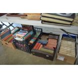 Five boxes of various books