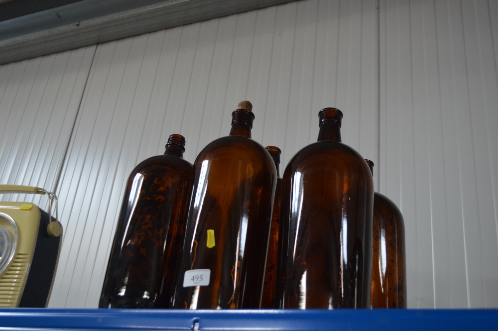 Six vintage chemist bottles