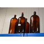 Six vintage chemist bottles