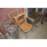 A pair of elm seated bar back chairs