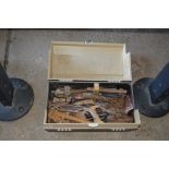 A plastic tool box and contents of various hand to
