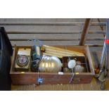A drawer and contents of various light shades, bul