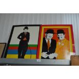 A Charlie Chaplin tin picture; together with a Lau
