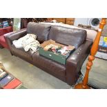 A leatherette sofa bed