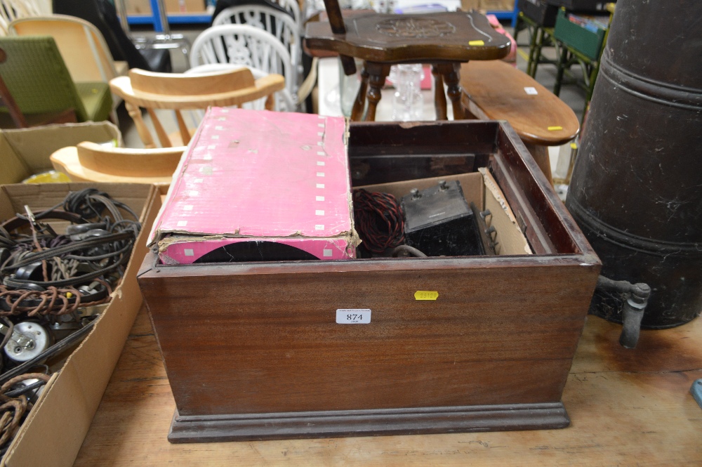 A gramophone box and contents