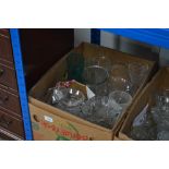 A box of various glassware