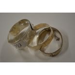 Three various silver bangles