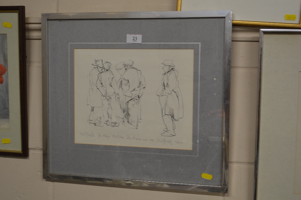 Neil Foster, pencil signed sketch of figures