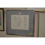 Neil Foster, pencil signed sketch of figures