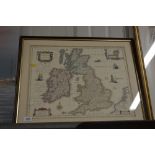 A framed and glazed map of Great Britain