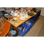 A modern stripped pine kitchen table