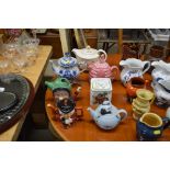 Seven various teapots